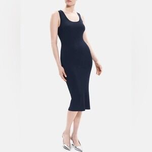 Theory Navy Blue Ribbed Tank Midi‎ Dress NWT Size M